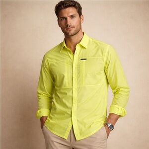 Simms Guide Series Fishing Shirt Neon Yellow Size M